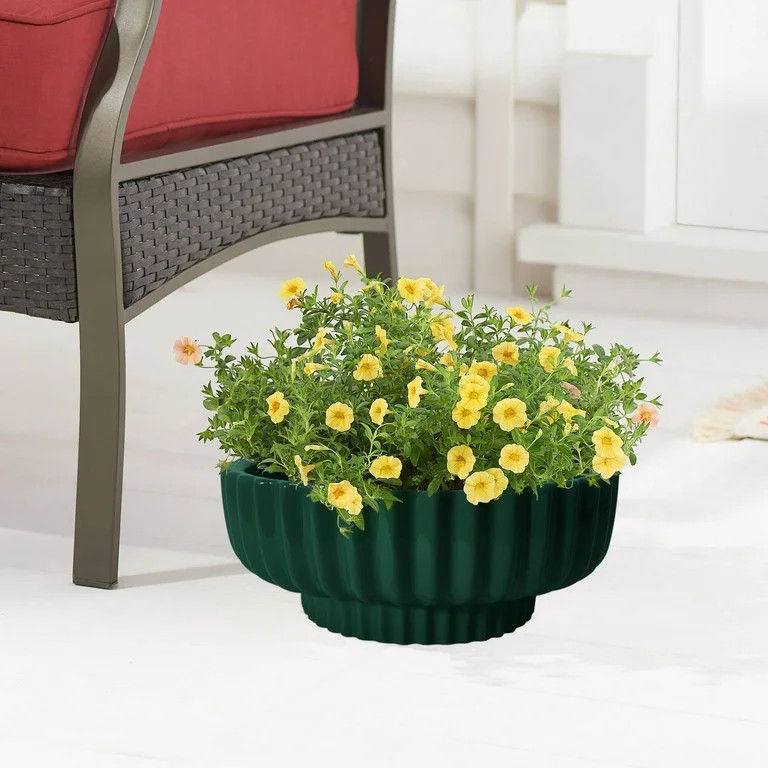 Better Homes & Gardens Pottery 12" Fischer Round Ceramic Planter, Green | Walmart (US)