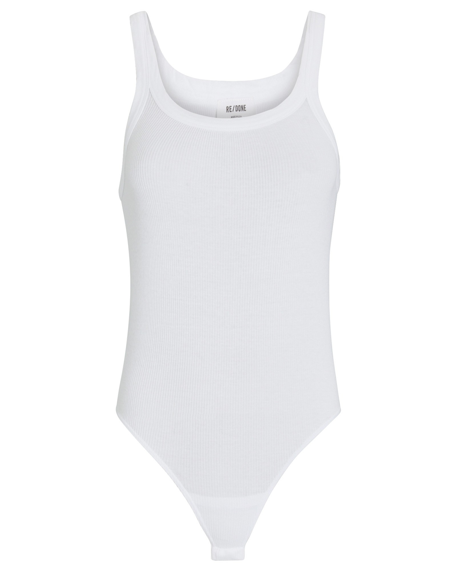 RE/DONE Ribbed Tank Bodysuit, White S | INTERMIX