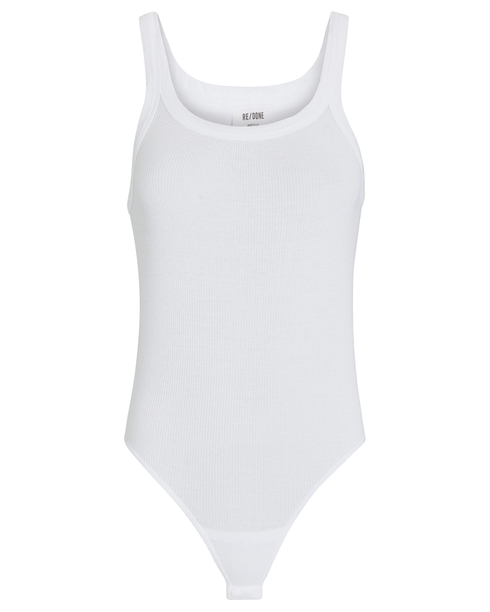 RE/DONE Ribbed Tank Bodysuit, White S | INTERMIX