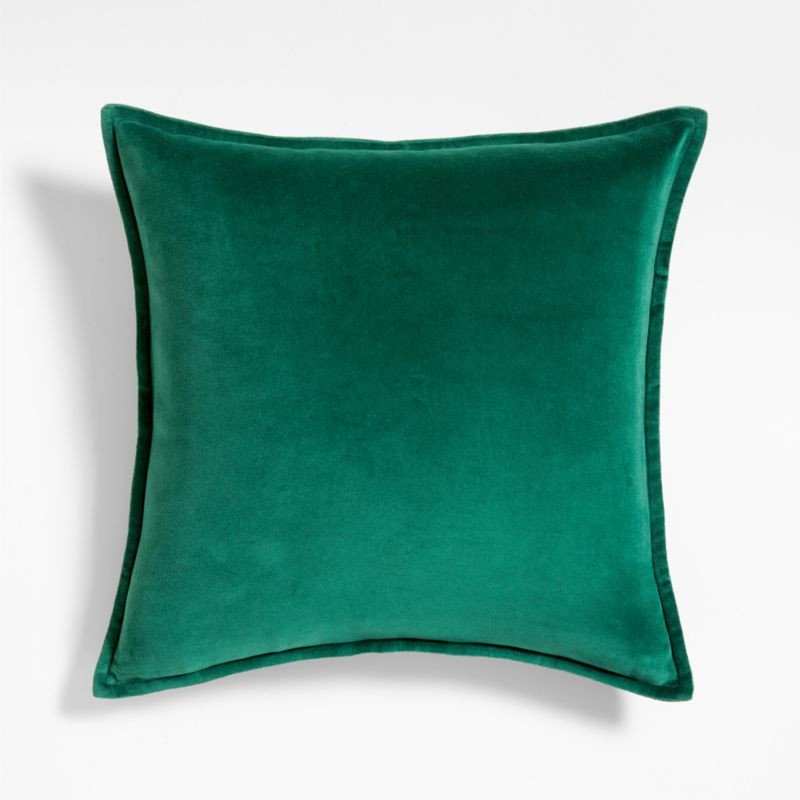 Green Organic Washed Cotton Velvet Decorative Christmas Throw Pillow Cover 20"x20" + Reviews | Cr... | Crate & Barrel