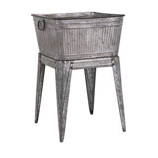 Benzara 32 in. Gray Iron Multi-Functional Galvanized Metal Tub on Stand-BM16184 - The Home Depot | The Home Depot