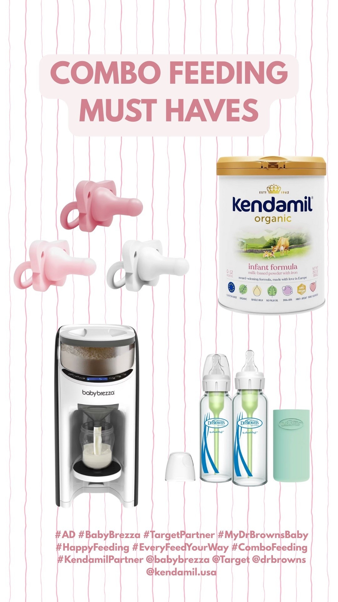 Here are some of our combo feeding favorites! My milk supply dropped while I was sick so we did a little more combo feeding! #AD #BabyBrezzq #TargetPartner #MyDrBrownsBaby #HappyFeeding #EveryFeedYourWay #ComboFeeding #KendamilPartner @babybrezza @Target @drbrowns @kendamil.usa