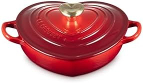 Le Creuset Enameled Cast Iron Traditional Shallow Heart Cocotte, 1.25 Qt., Cerise Light Gold Hear... | Amazon (US)