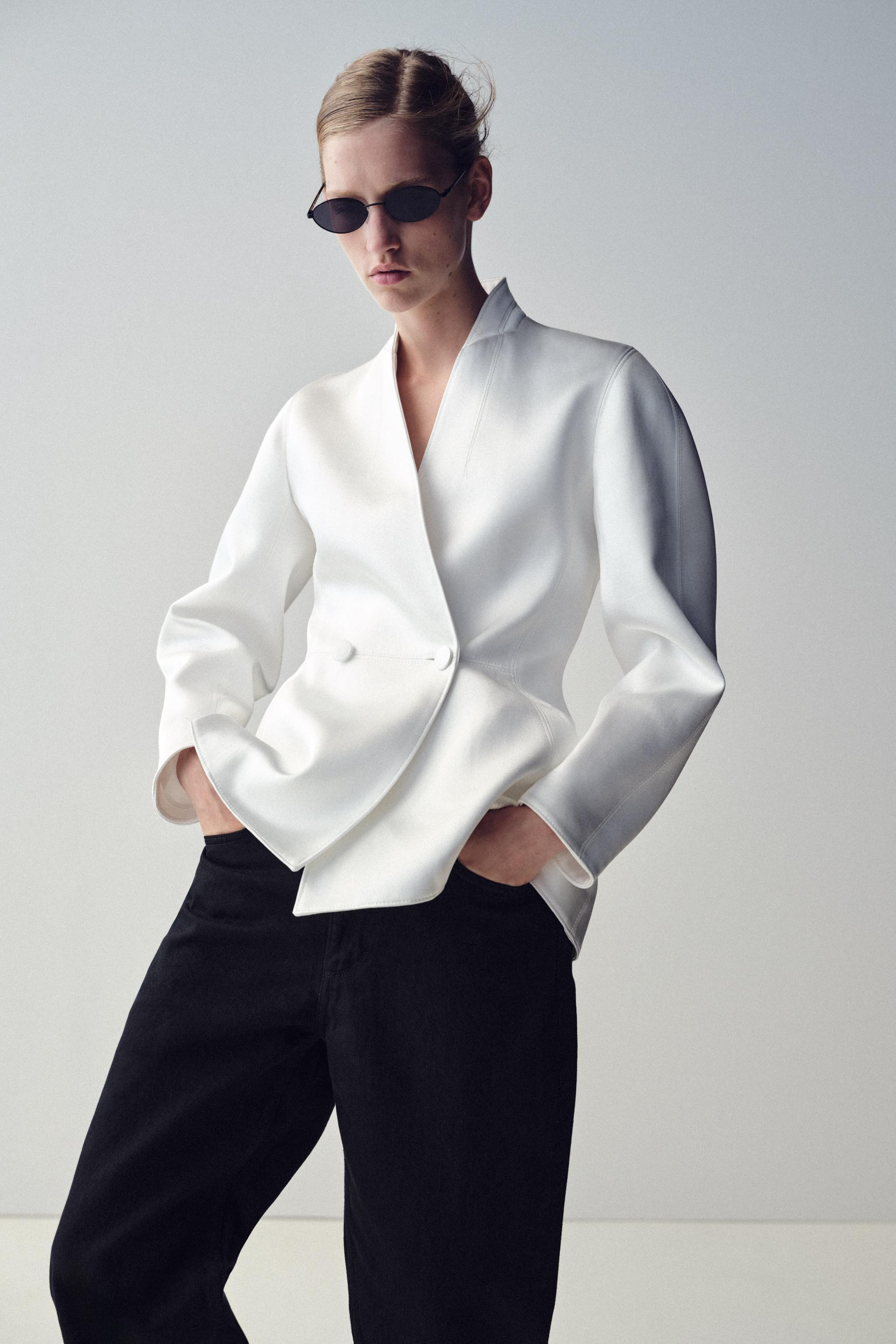DOUBLE-BREASTED SATIN BLAZER | Zara UK
