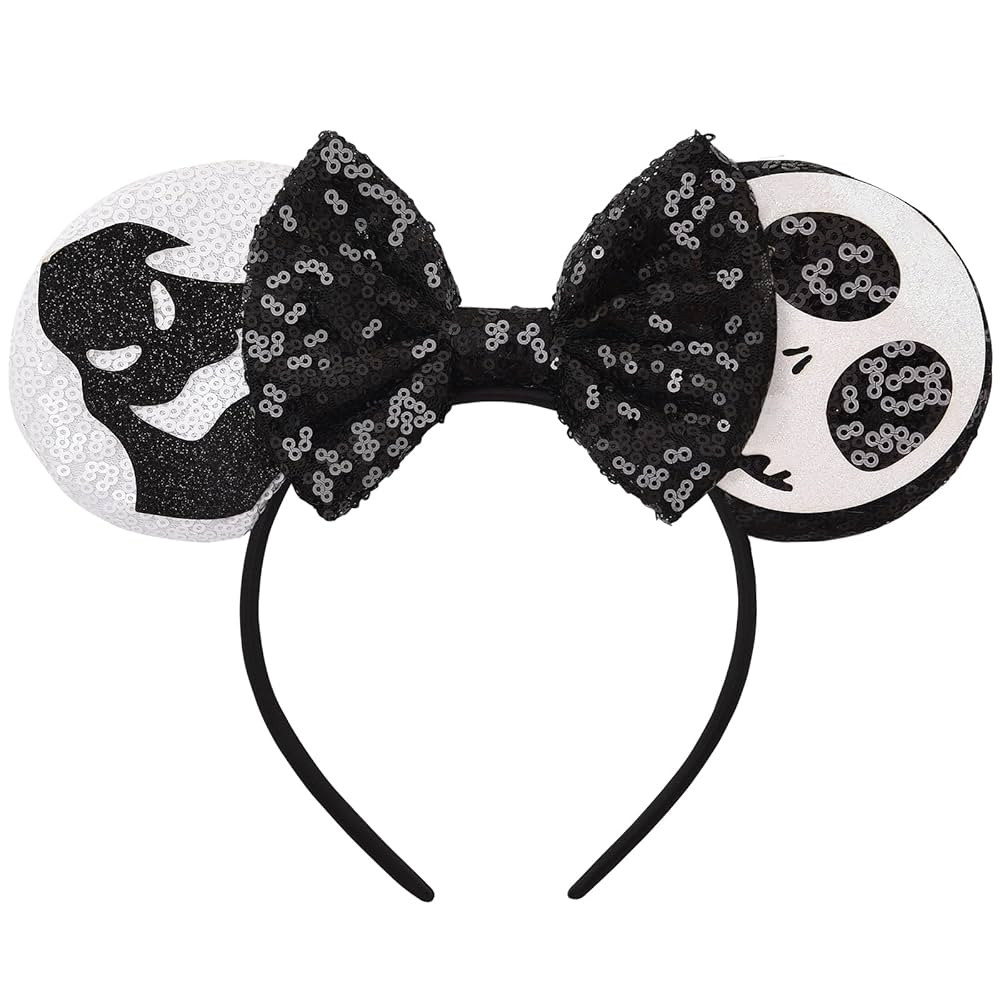 Amazon.com : Eisyaa Minnie Ears Bow Headbands, Sequin Halloween Ghost Mouse Ears Headband Glitter... | Amazon (US)