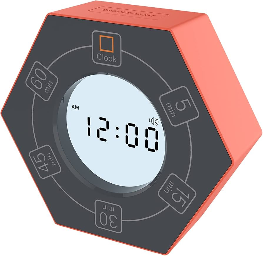 Hexagon Rotating Productivity Clock, Pomodoro Timer with 5,15, 30, 45, 60 Minute Presets, Timer f... | Amazon (US)
