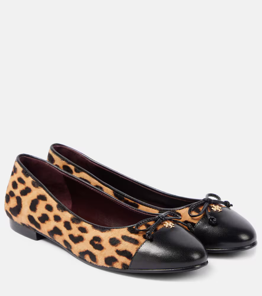 Tory Burch Leopard-print calf hair and leather ballet flats | Mytheresa (UK)