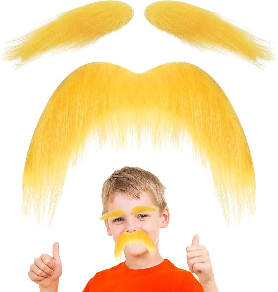 Yellow Mustache and Eyebrows Cosplay Costume Accessories for Halloween School Party Favors | Amazon (US)