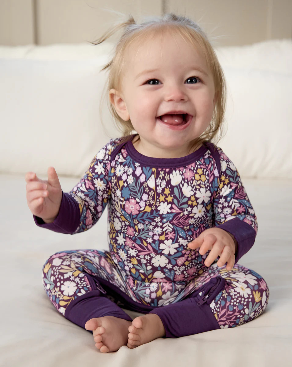 Midnight Petals Crescent Zippy | Little Sleepies