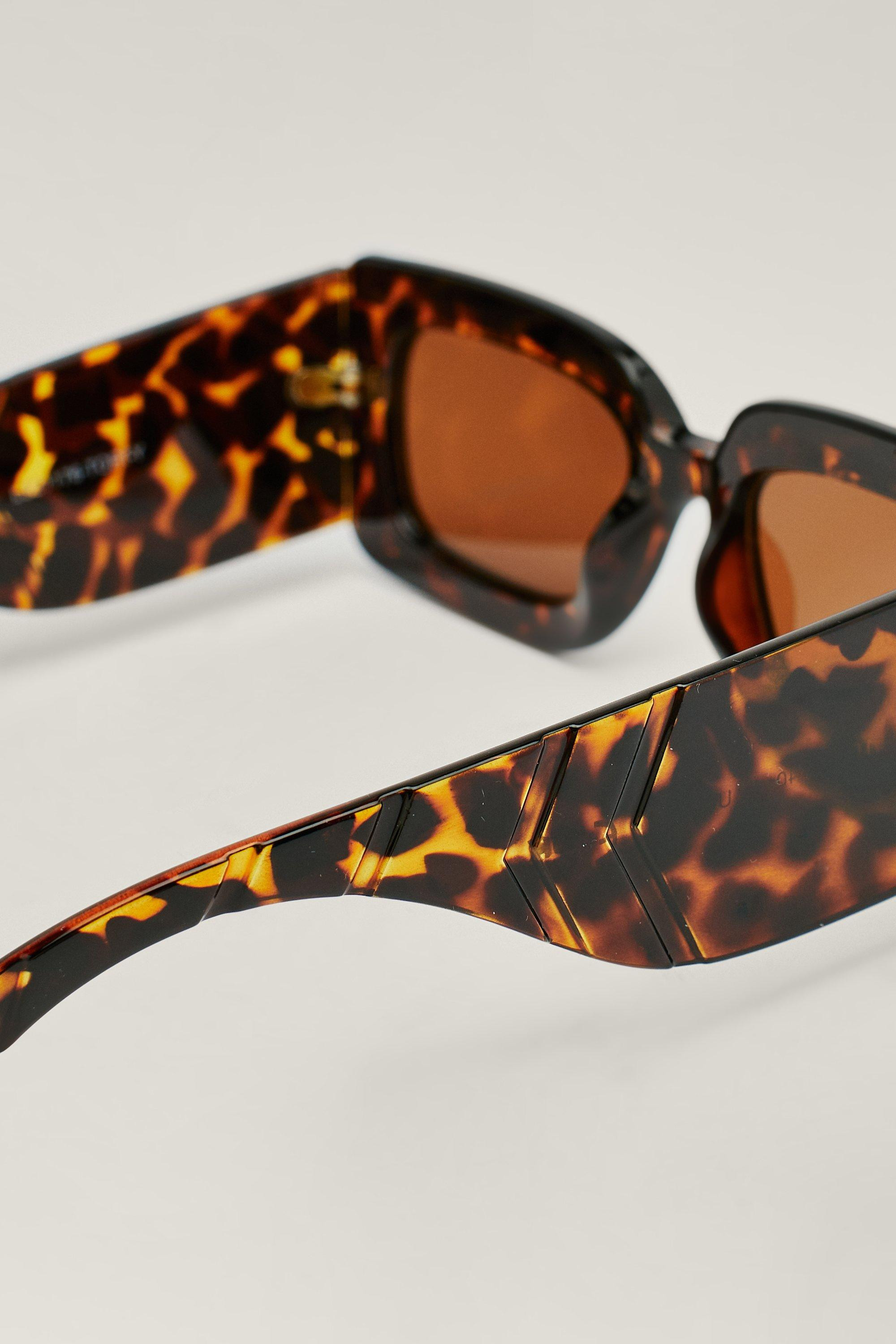 Tortoiseshell Thick Rim Rectangle Sunglasses | Nasty Gal (US)