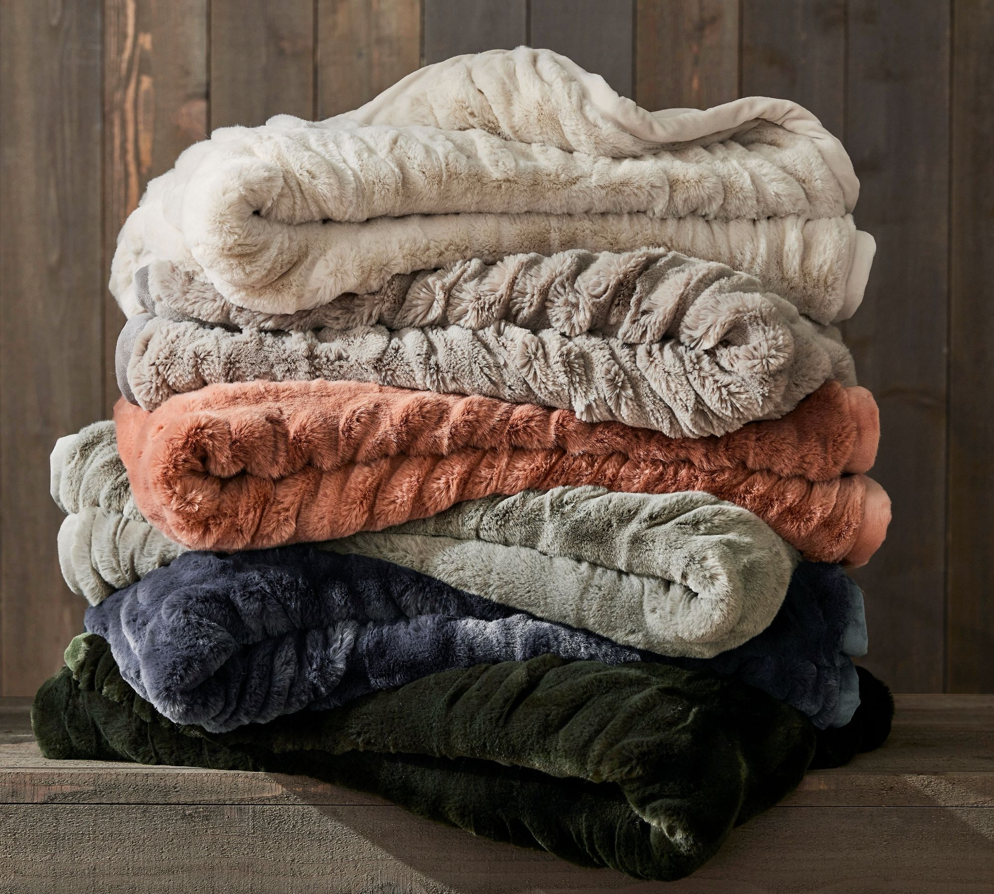 Faux Fur Ruched Throw | Pottery Barn (US)