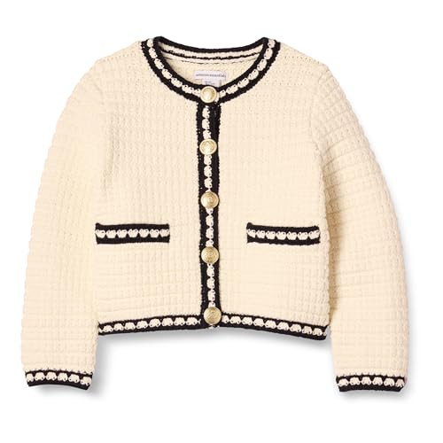 Amazon Essentials Girls' Knit Cardigan, Ivory Black, Large | Amazon (US)