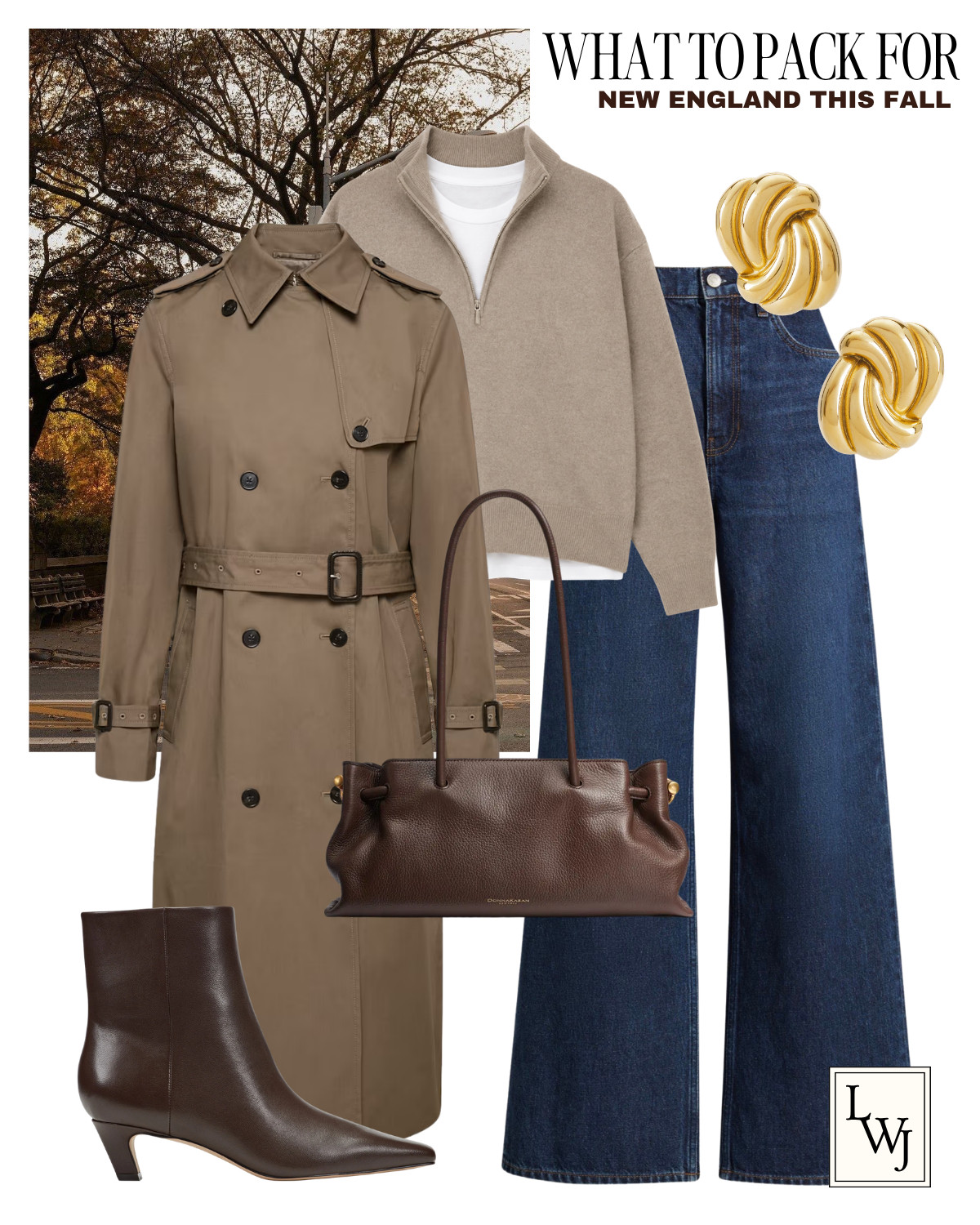 what to pack for new england this fall 

fall style / fall outfits / east coast / style over 30 / elevated style / preppy style / aritzia trench coat / quarter zip sweater / dark blue wide leg jeans / chocolate brown leather purse / marc fisher kitten heel booties

#LTKootd #LTKSeasonal #LTKTravel