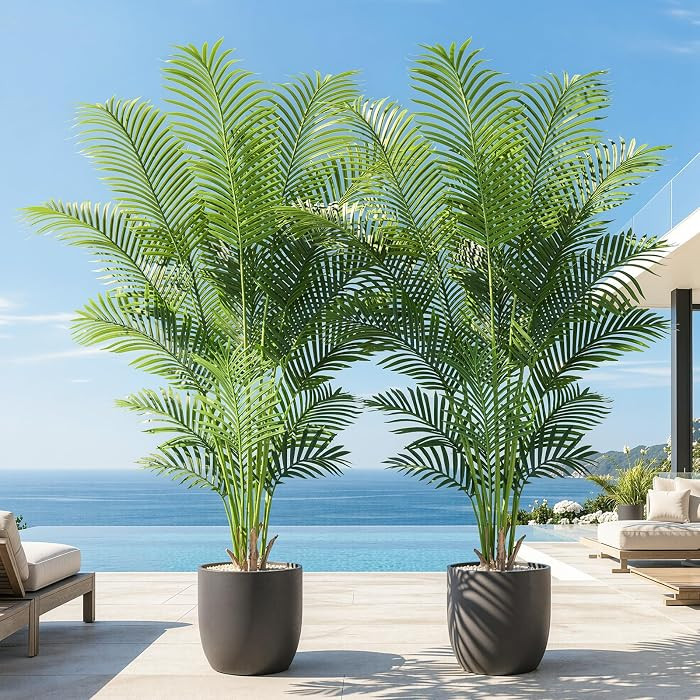 Artificial Palm Tree 6ft Tall Fake Palm Tree Indoor Decor with 18 Trunks and Real Bark Design Fau... | Amazon (US)