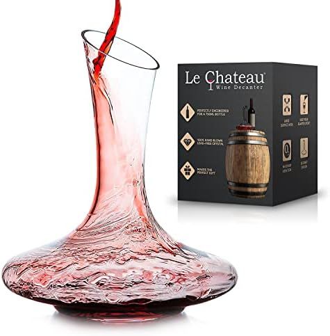 Amazon.com | Le Chateau Red Wine Decanter Aerator - Crystal Glass Wine Carafe - Full Bottle Wine ... | Amazon (US)