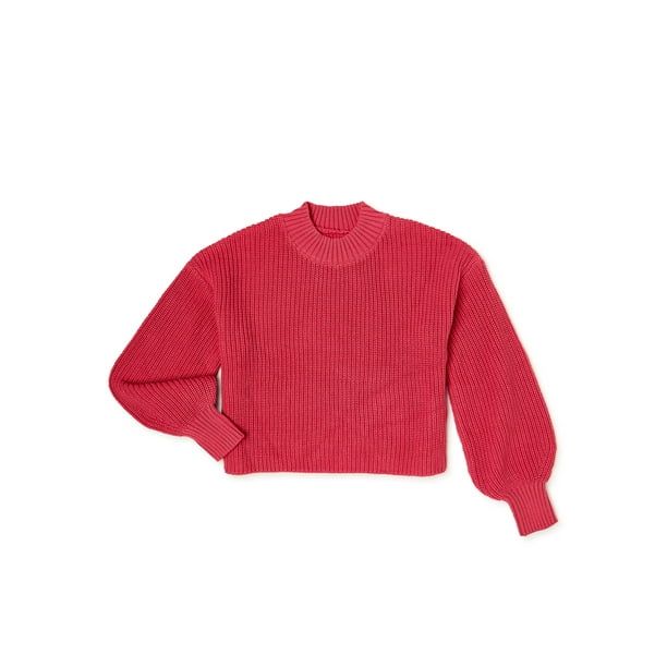 Wonder Nation Girls Long Sleeve Drop Shoulder Pullover Sweater, Sizes 4-18 & Plus - Walmart.com | Walmart (US)