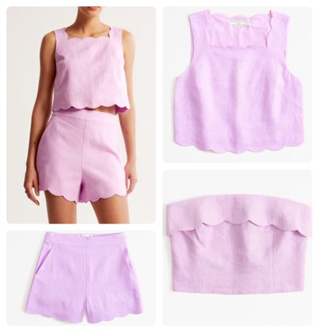 Linen scalloped shorts & crop top set, strapless top

#LTKFindsUnder100 #LTKFindsUnder50 #LTKSeasonal