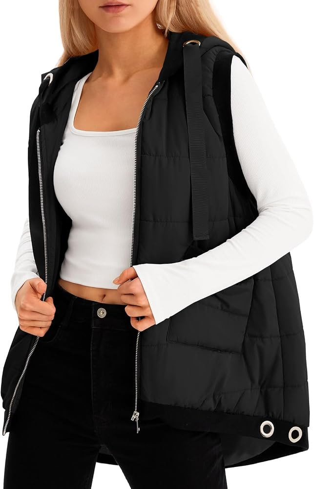 Tankaneo Womens Hooded Puffer Vest Lightweight Zip Up Sleeveless Jackets Padded Gilet With Pocket... | Amazon (US)