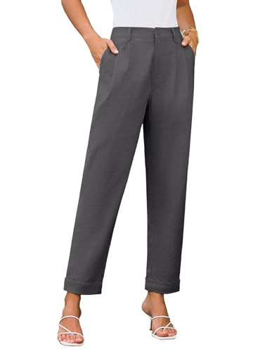 GRACE KARIN Dress Pants Women's Trousers Chic Elegant Cropped Length Pants Dress up and Down Dark Grey XL | Amazon (US)