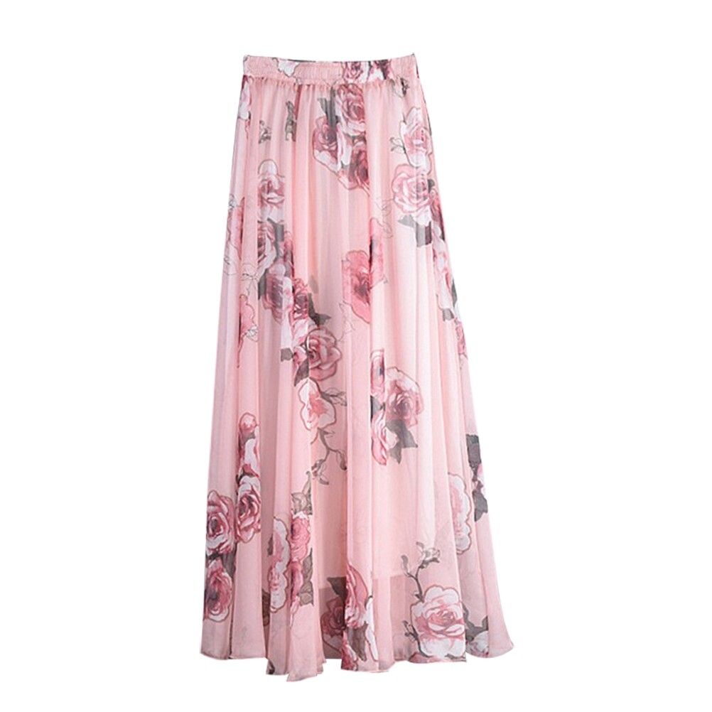 NUOLUX Women Stylish Beach Chiffon Skirt Bohemian Skirts Elastic Waist Free Size Long Maxi Skirt ... | Walmart (US)