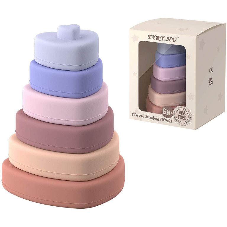 Silicone Stacking Toys Baby Teether Toys 6 Pcs Soft Heart Stacker Building Blocks Gift for 6+ Mon... | Walmart (US)