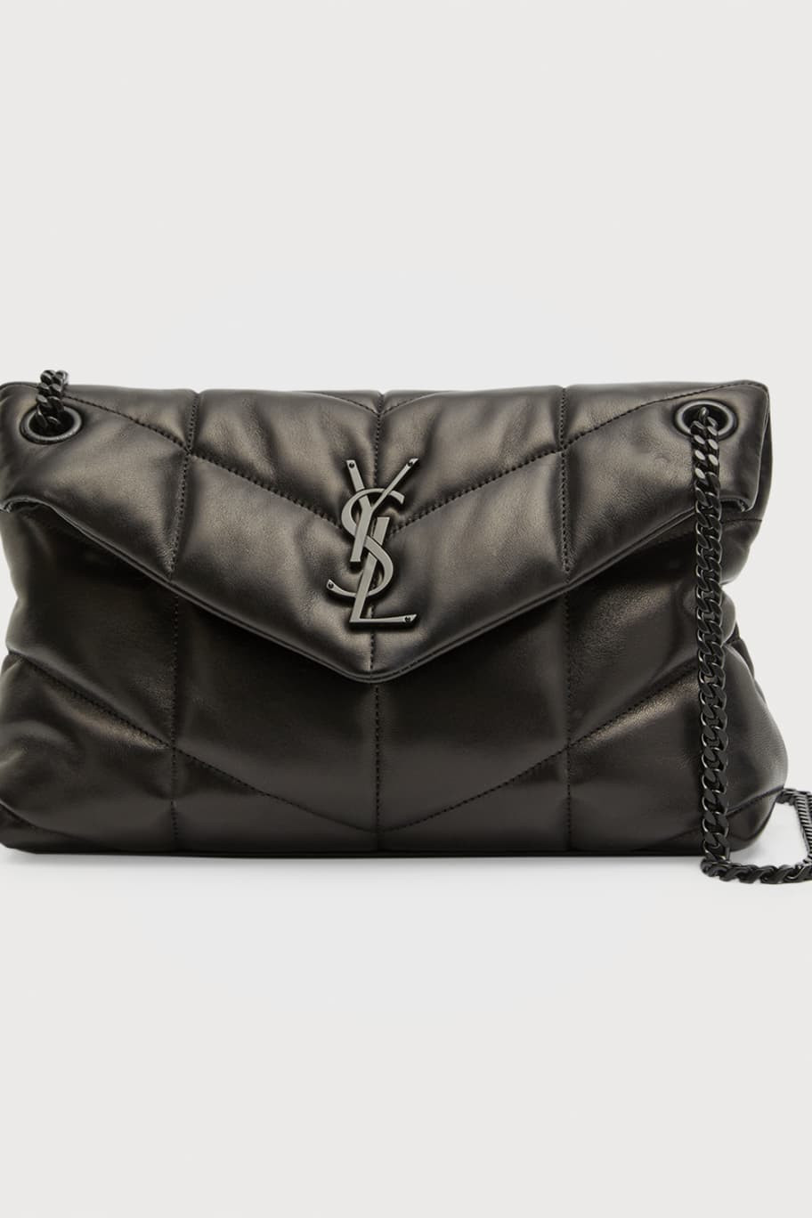 Saint Laurent Lou Small Quilted Lambskin Leather Flap-Top Shoulder Bag, Black Hardware | Neiman Marcus