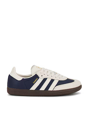 Samba OG W Sneaker in Night Indigo, Cream White, & Gold Metallic | Revolve Clothing (Global)