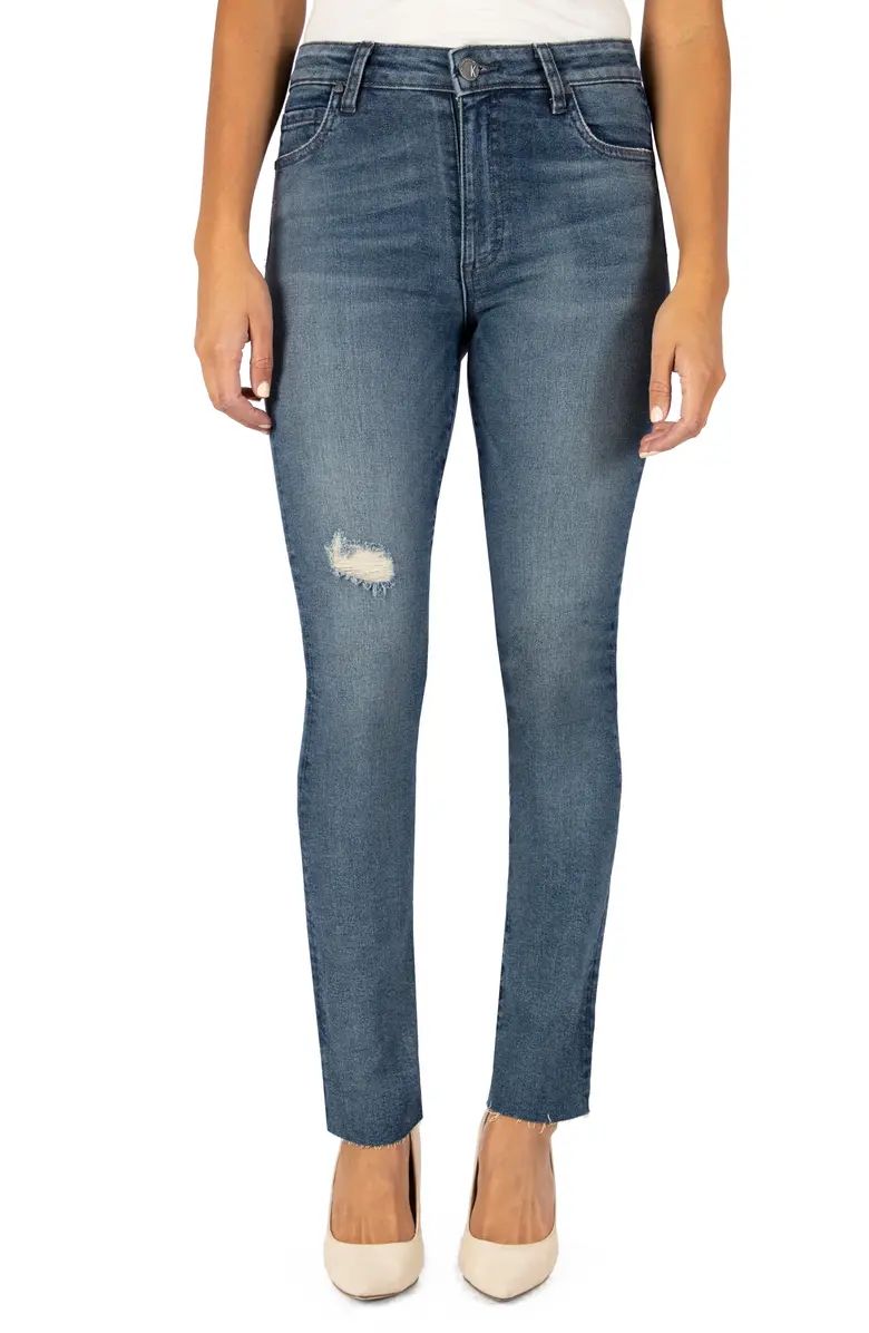 Chrissie High Waist Raw Hem Slim Straight Leg Jeans | Nordstrom