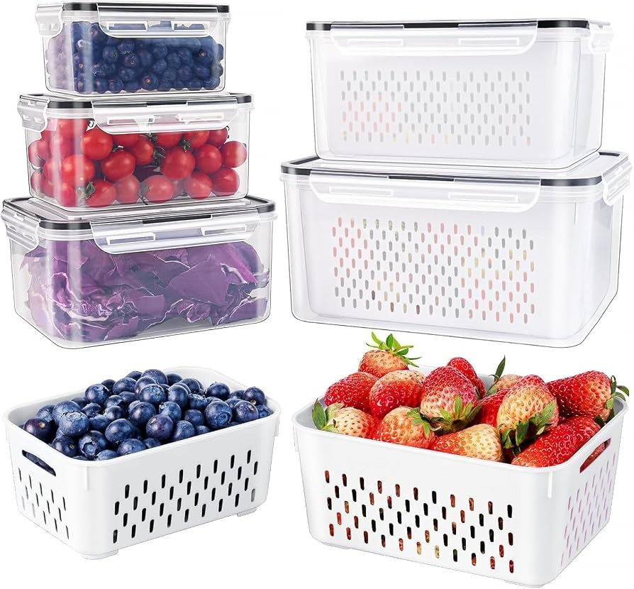 5 PCS Large Fruit storage Containers for Fridge ,Food Storage Containers | Amazon (US)