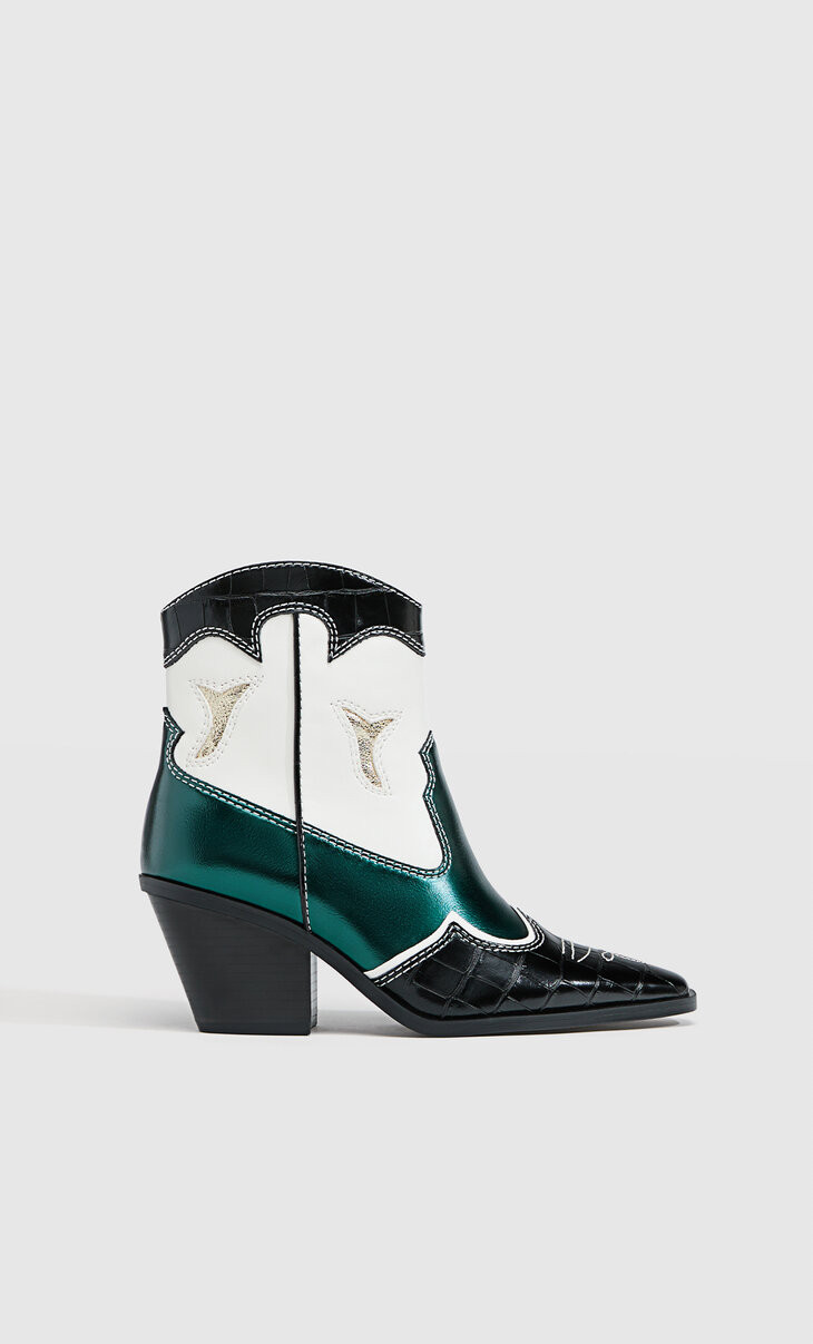 Metallic embellished cowboy boots - Women's fashion | Stradivarius United Kingdom | Stradivarius (UK)