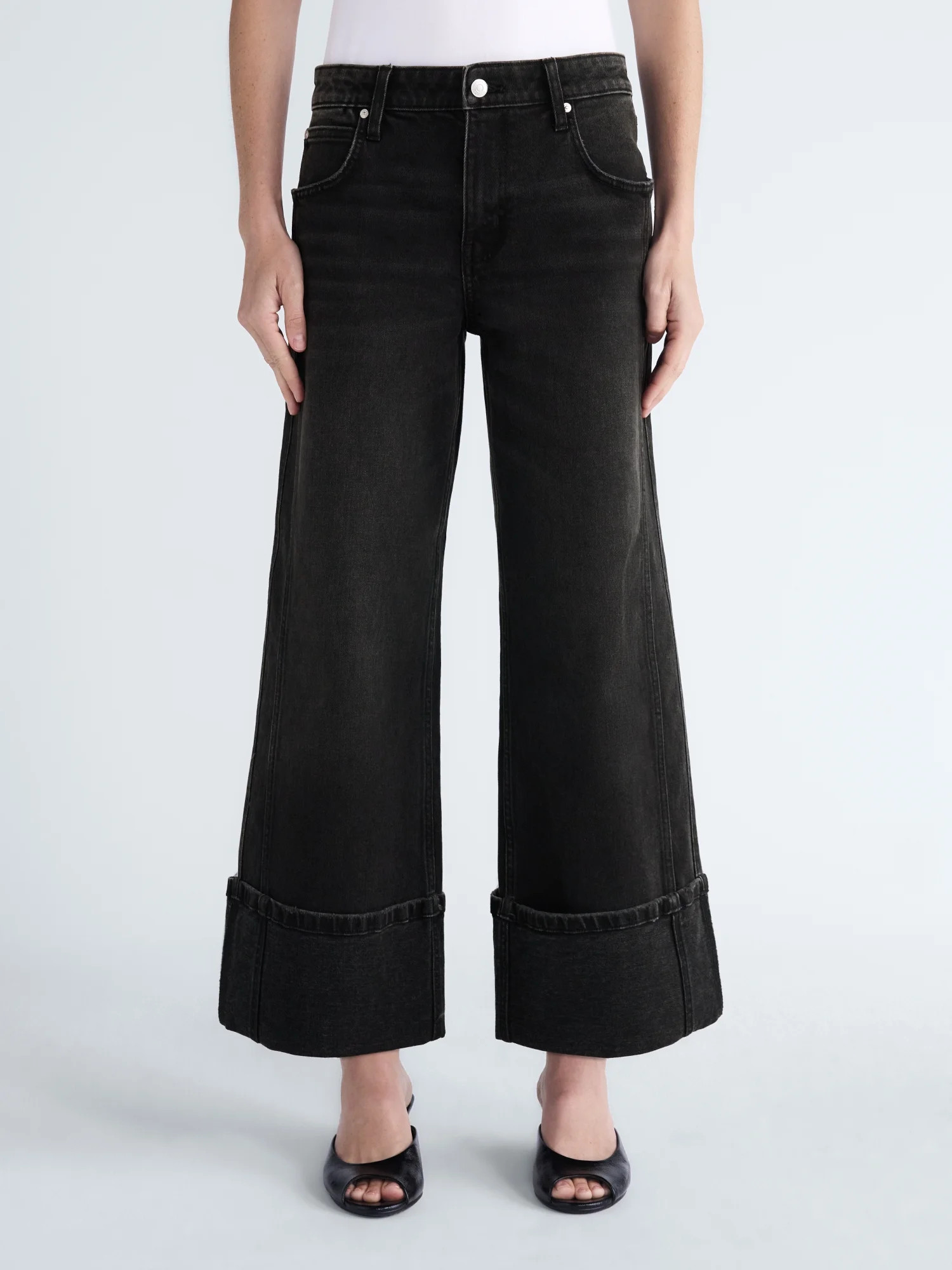 Scoop Women's and Women's Plus Mid Rise Cuffed Wide Leg Jean, Sizes 0-28W | Walmart (US)