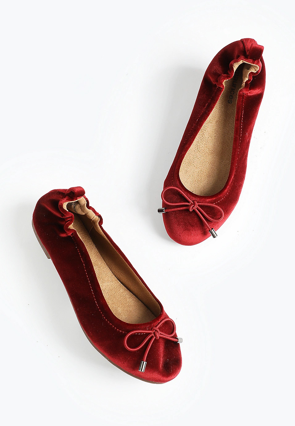 SuperCush Gwen Velvet Bow Scrunch Back Ballet Flat | Maurices