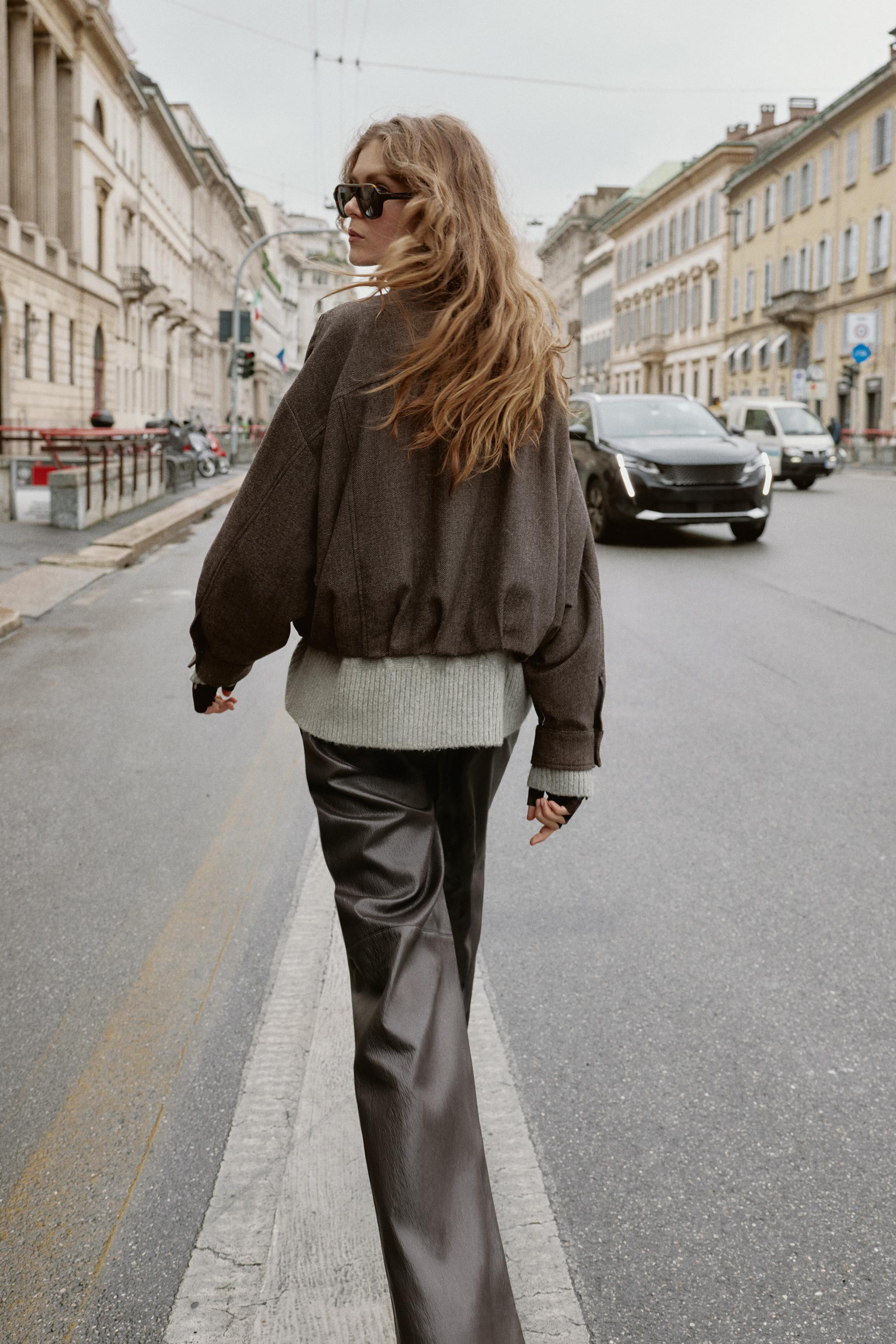 HERRINGBONE BALLOON BOMBER JACKET | Zara UK