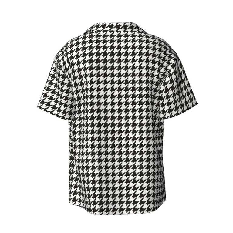 Goofa Houndstooth Black And White Printed Men's Casual Short-sleeved Shirt,Lightweight Breathable... | Walmart (US)
