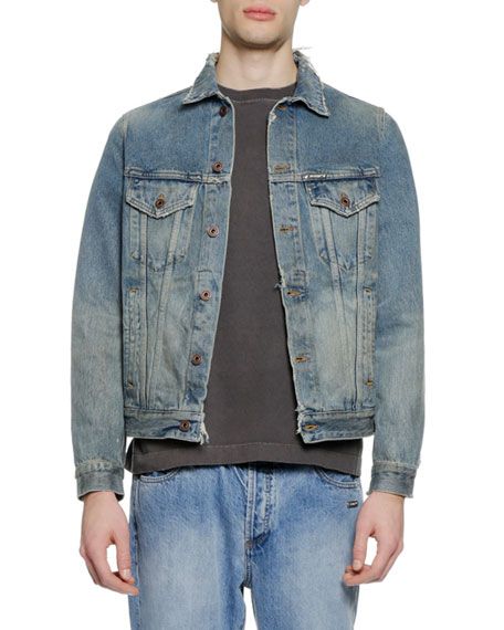 Men's Vintage-Wash Denim Jacket | Neiman Marcus