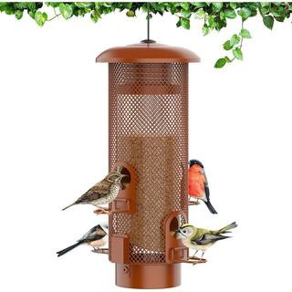Reddish Brown Metal Tube Feeder Squirrel Proof Hanging Weatherproof Bird Feeder for Outdoors | The Home Depot