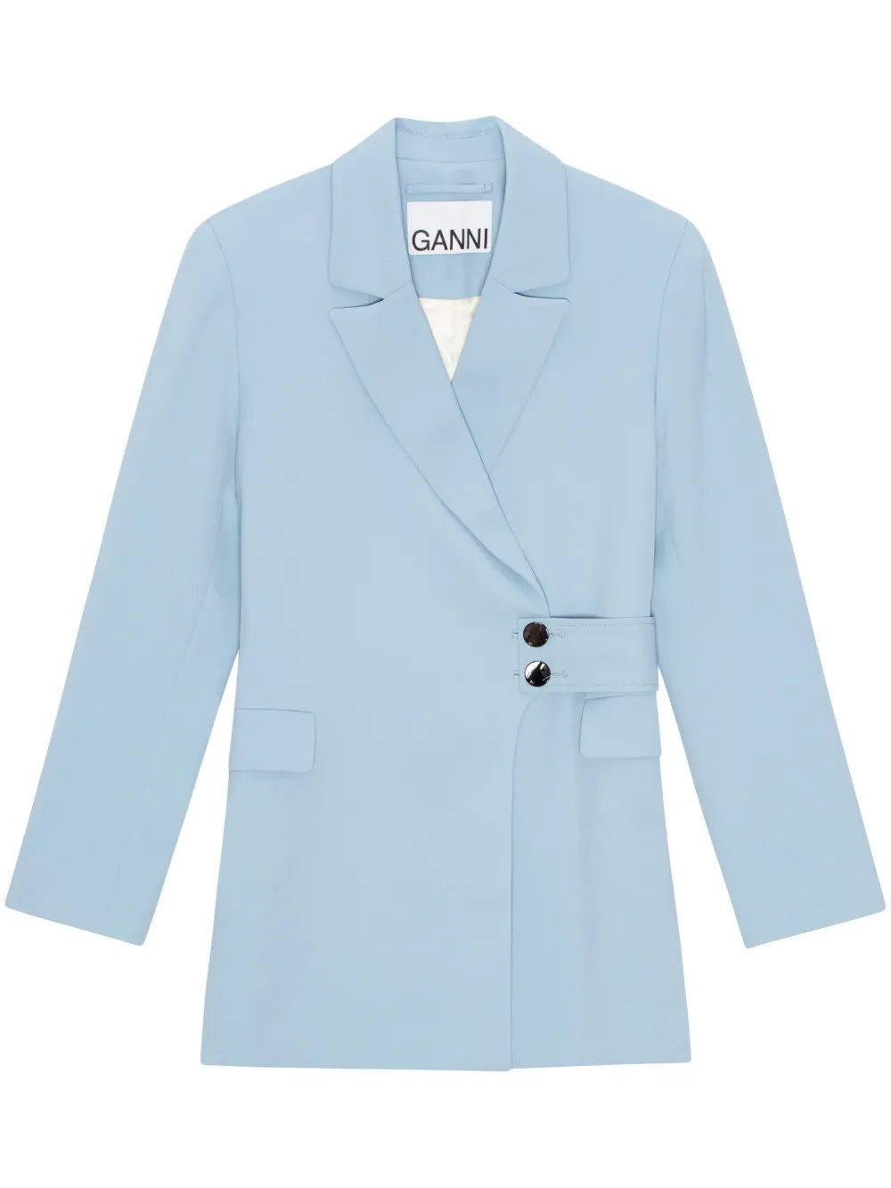 GANNI Twill Belted Blazer | Blue | FARFETCH UK | Farfetch Global