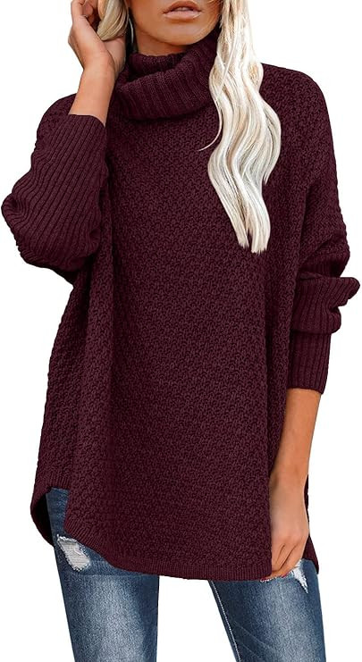 DOROSE Women's Oversized Turtleneck Long Sleeve Casual Pullover Knit Tunic Sweater | Amazon (US)