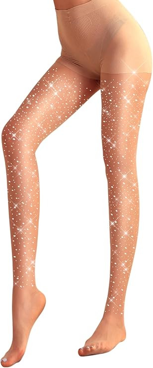 FANCAME Women's Sparkle Stockings, Sheer Tights Party Rhinestone Pantyhose | Amazon (US)