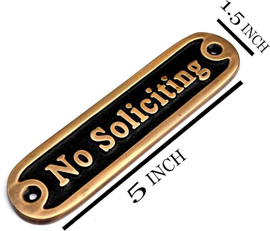 Brass No Soliciting Thank You Sign 5" - Solid Brass Wall Plaque - No Soliciting Thank You for Hou... | Amazon (US)