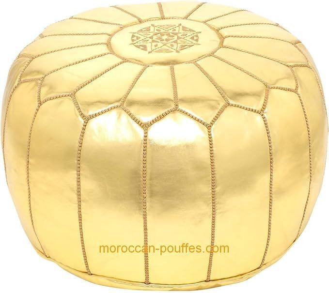 moroccan poufs Faux Leather Luxury Ottomans footstools Gold unstuffed | Amazon (US)