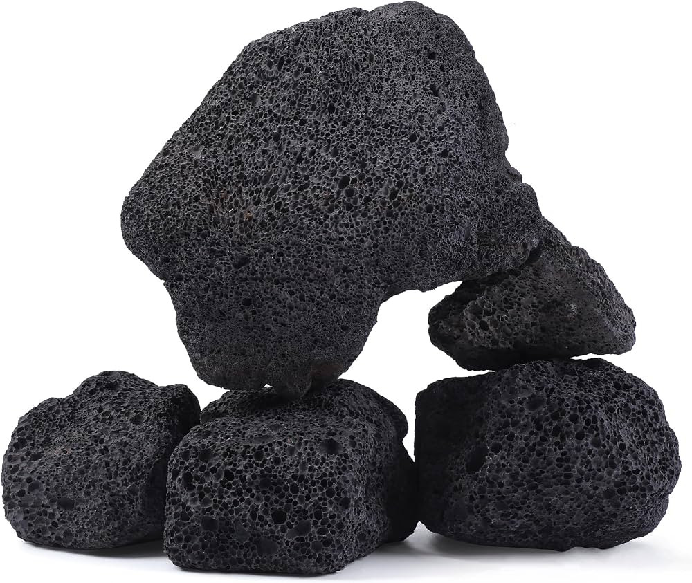 2.2-8.1 Inches Natural Black Lava Rock, 5 PCS Mixed Sizes Aquarium Rocks for Aquascaping, Terrari... | Amazon (US)