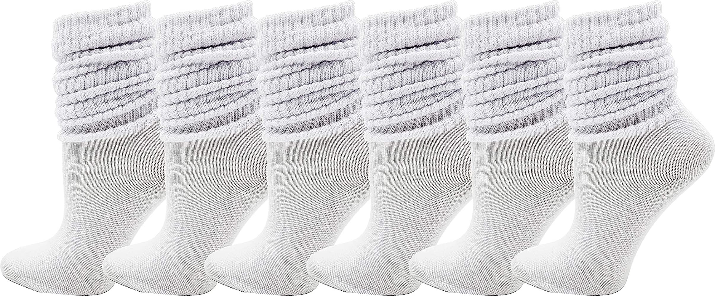 6 Pairs Slouch Socks for Women, Soft Extra Long Scrunch Knee High Sock, Bulk Pack | Amazon (US)