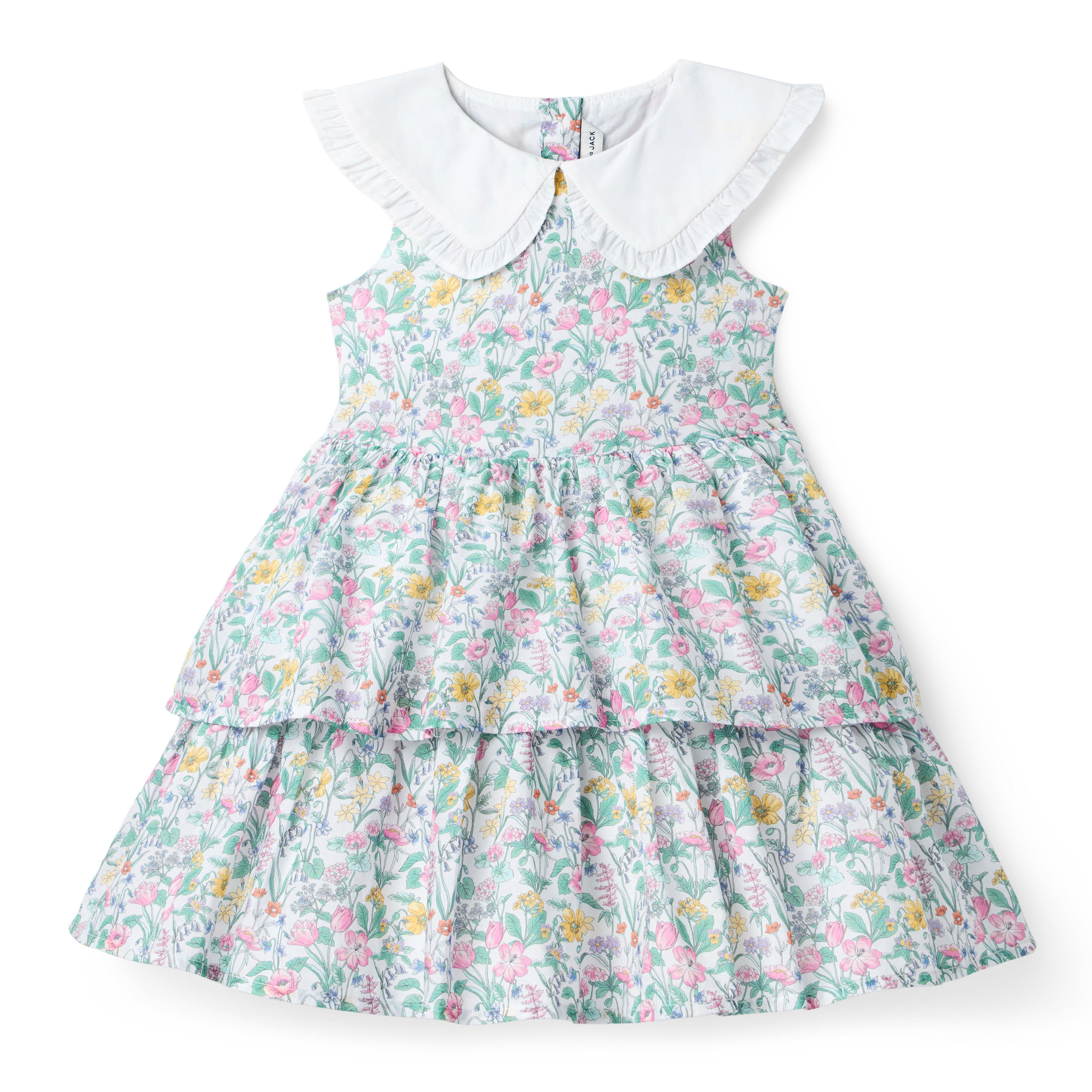 Janie and Jack | The Floral Collared Matching Dress - White / 18-24m | Janie and Jack