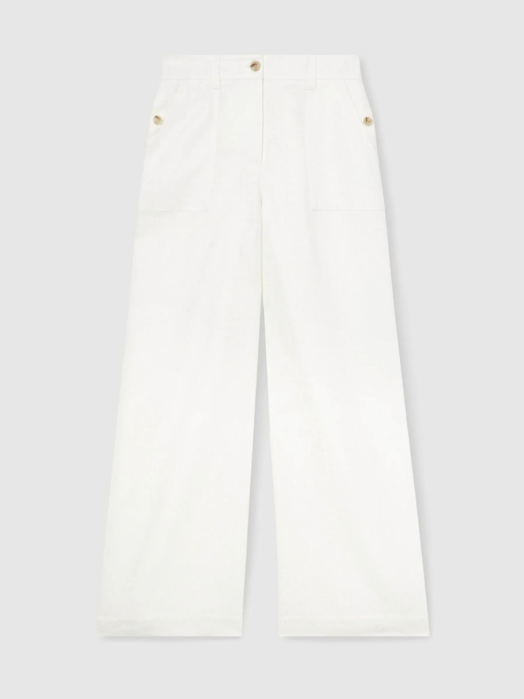 Reiss Reiss White Ashby Petite Linen Wide Leg Trousers | Next US
