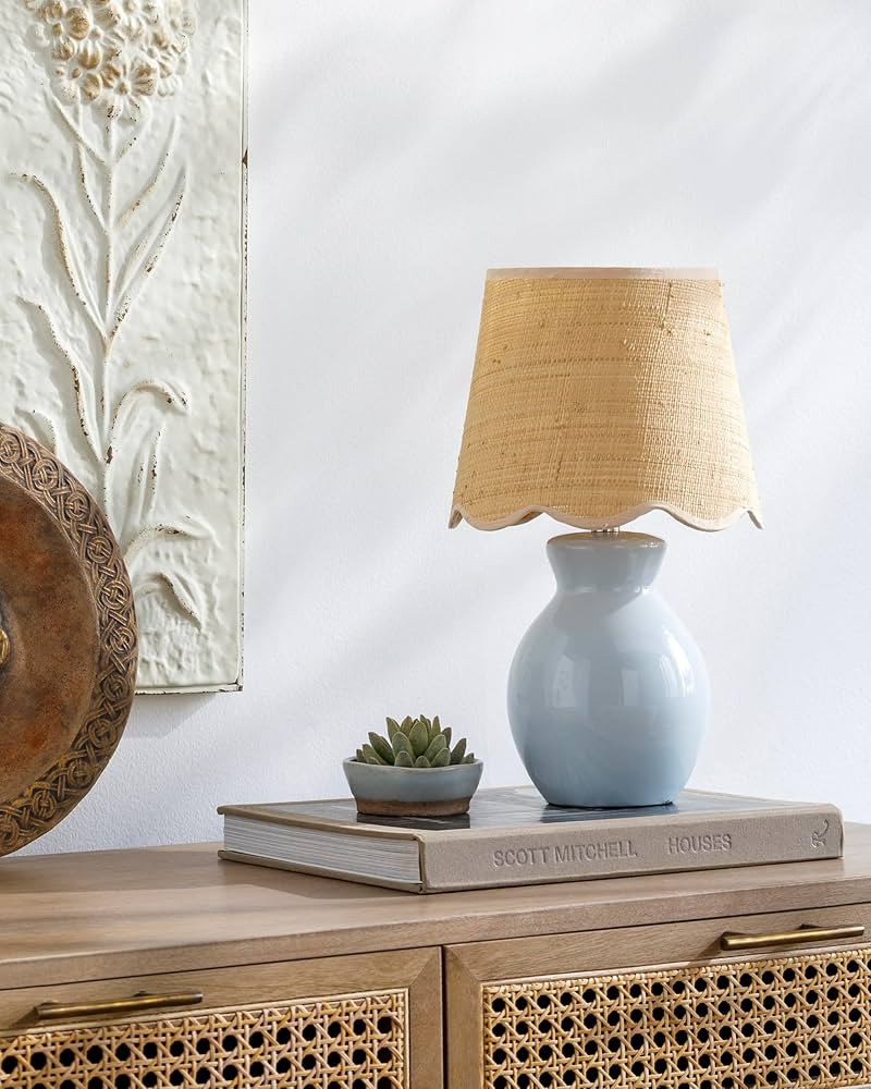 Mark&Day Table Lamps, Reann Cottage Blue Bedside Table Lamp for Nightstand Bedroom, Living Room o... | Amazon (US)