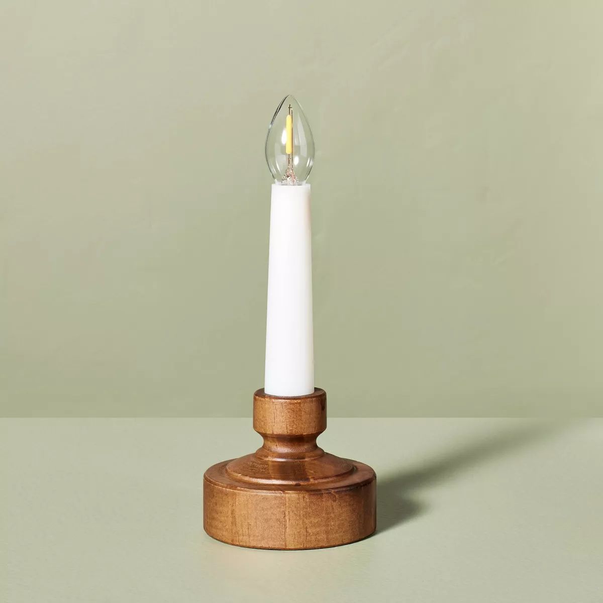 Flameless Christmas Window Candle with Wood Base - Hearth & Hand™ with Magnolia | Target