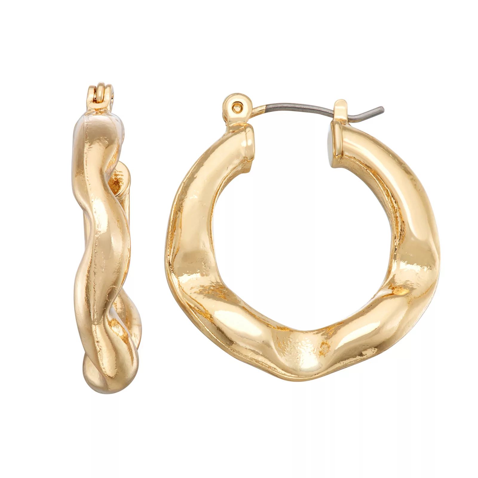 Sonoma Goods For Life Wavy Nickel Free Hoop Earrings, Women's, Gold | Kohl's