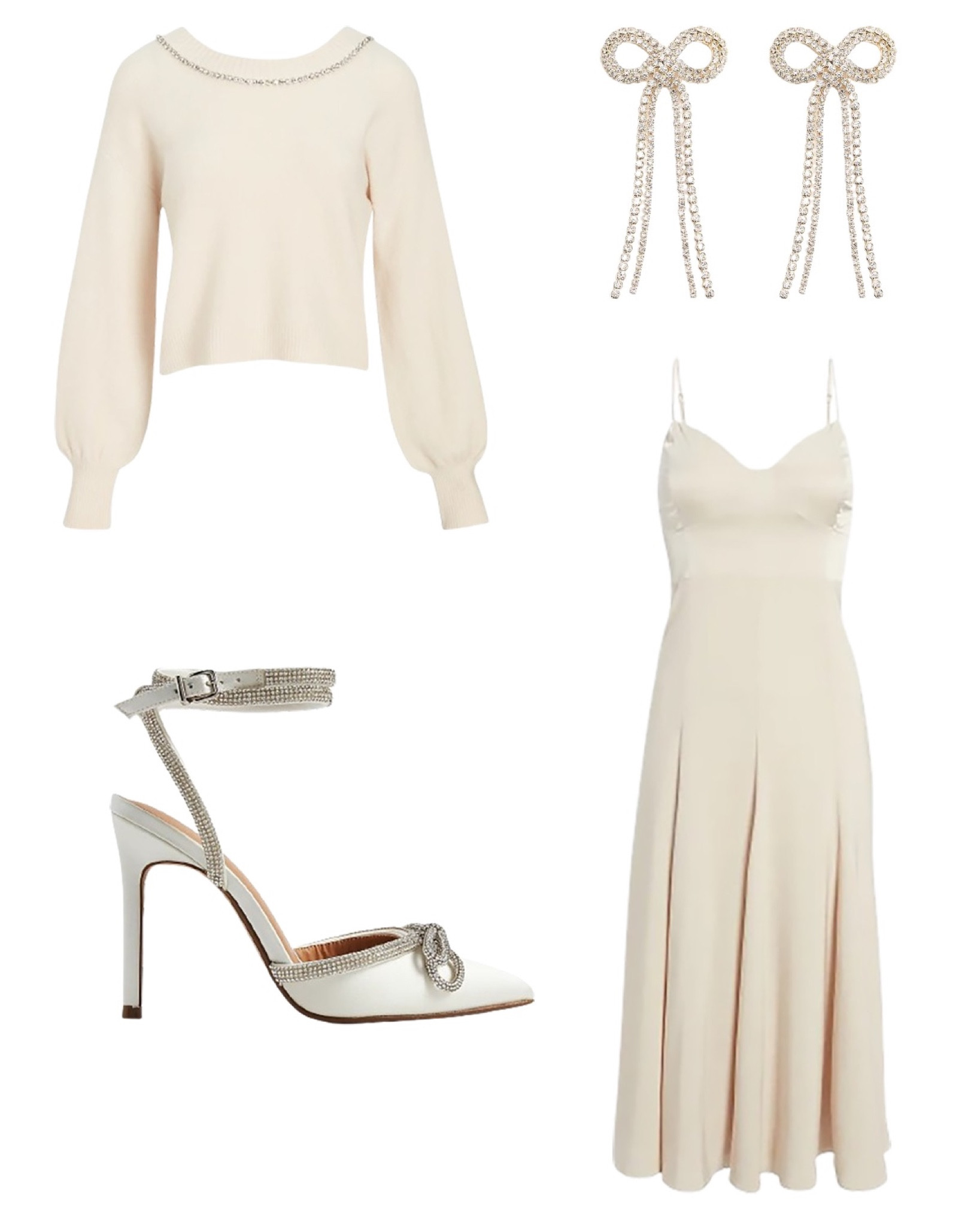 This all white, sparkly outfit with bows is perfect for any fancy holiday event you have coming up. All items are from Express. 

#LTKSeasonal #LTKHoliday #LTKstyletip