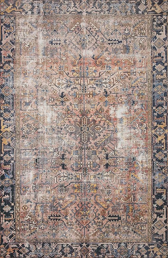 Chris Loves Julia x Loloi Jules JUL-05 Lagoon / Brick Oriental Area Rug 5'-0" x 7'-6" | Amazon (US)